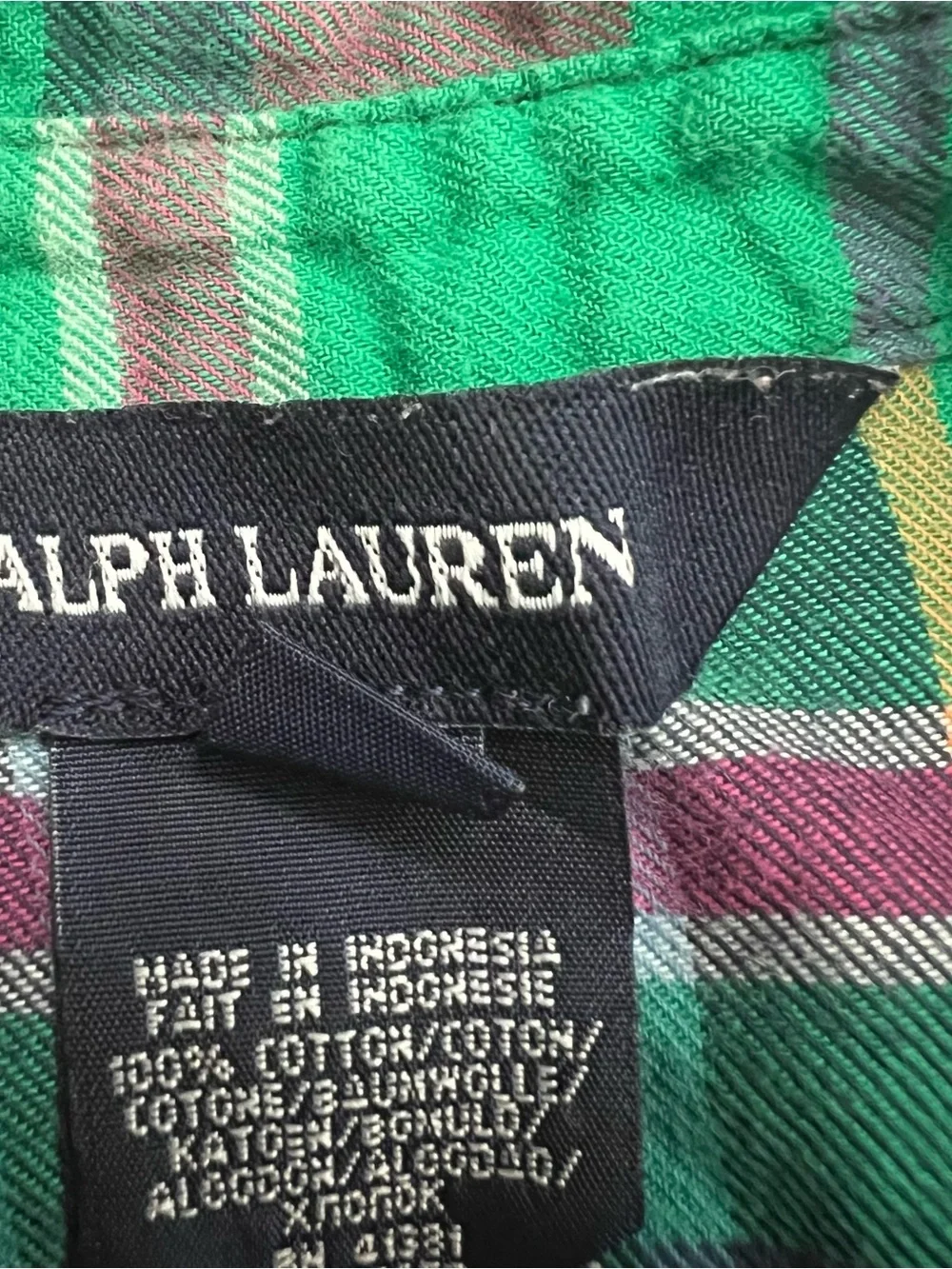 Ralph Lauren Toddler Girls Sz 2T Flannel Jabot Plaid Ruffle Button-Down Shirt